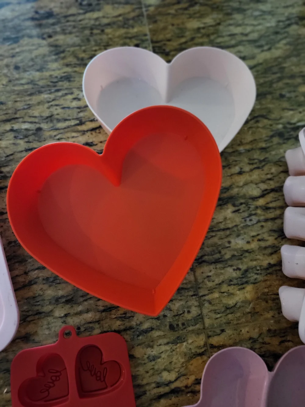 9 Piece - Heart-Shaped Silicone Mold Set - Pink & Red